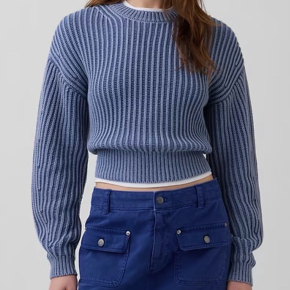 GAP Sweaters - GAP Bainbridge Blue Ribbed Crewneck Sweater